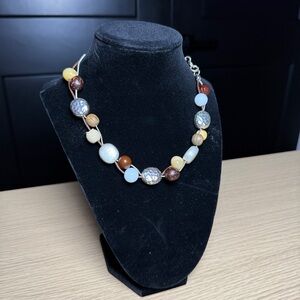 ELEGANT BEADED NECKLACE BEADED STONES VINTAGE PRETTY BOHO JEWELRY